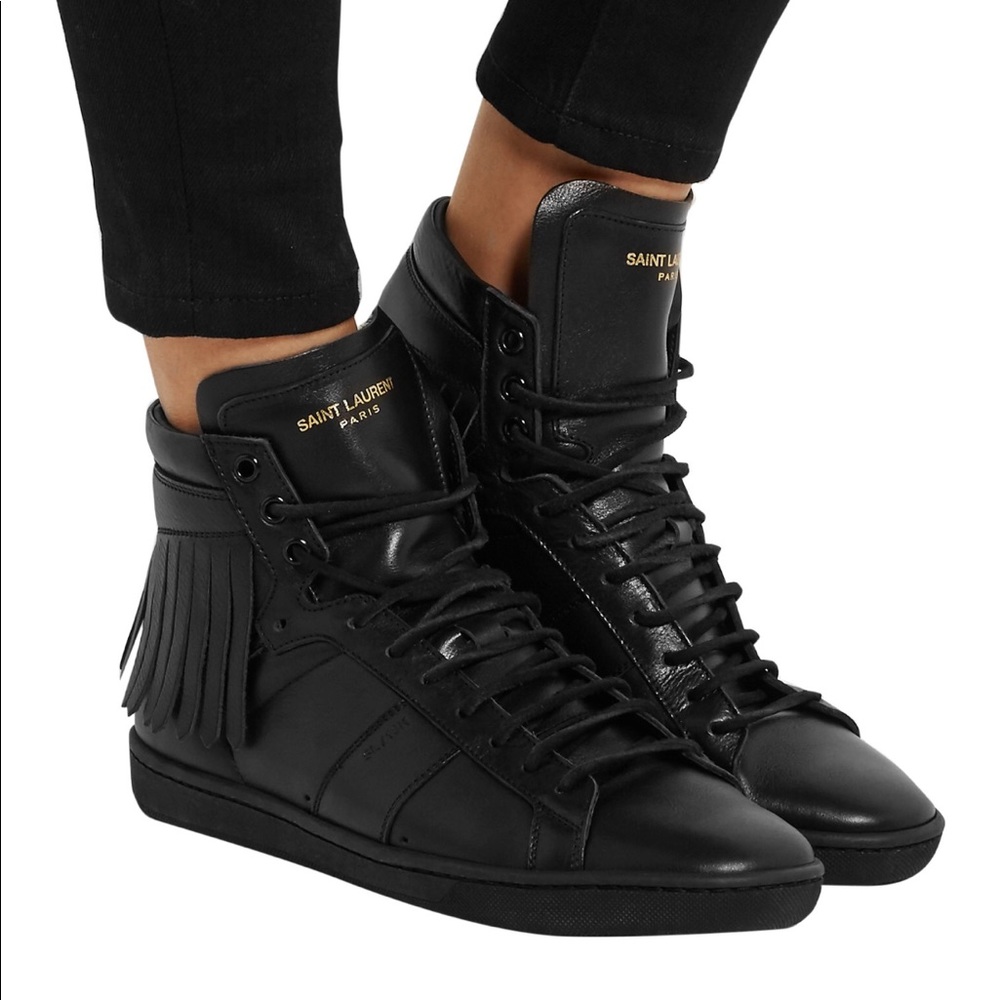 Saint Laurent Leather HighTop Sneaker FringeDetail